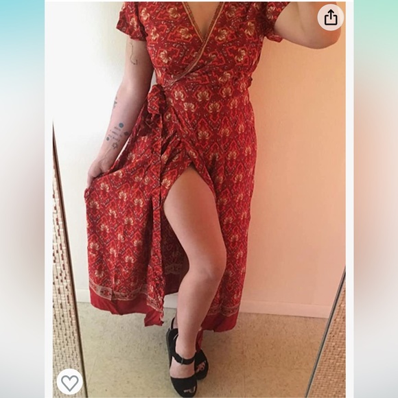 Worn once. Like brand new. Wrap Short Sleeve V-Neck High Split Maxi Dress Sz M - Picture 4 of 8